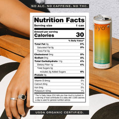 HIYO can close-up highlighting label details and crisp carbonation benefit