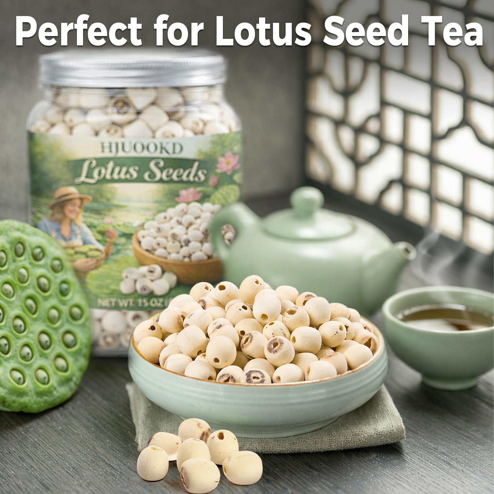 HJUOOKD cooked lotus seeds in porridge demonstrating soft, creamy benefit