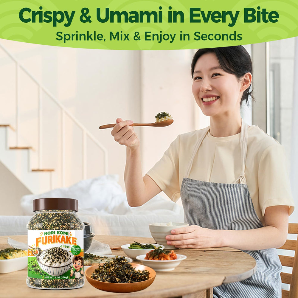 HJUOOKD spoon with furikake texture showcasing crunchy sesame benefit