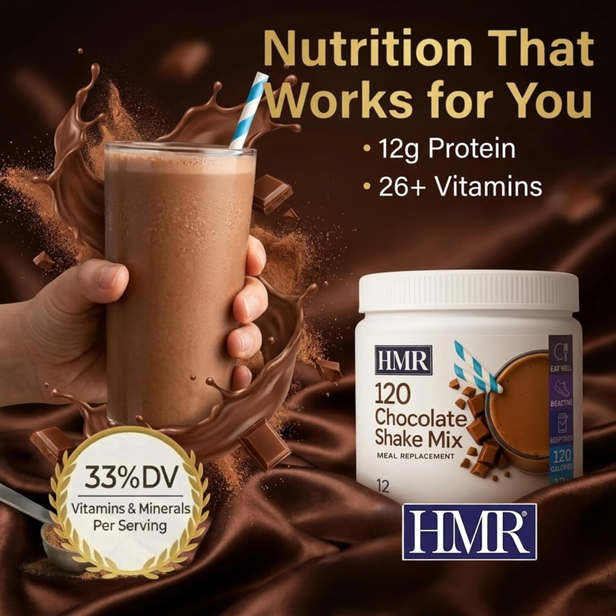 HMR vanilla shake with berries showing flavor variety and added nutrients