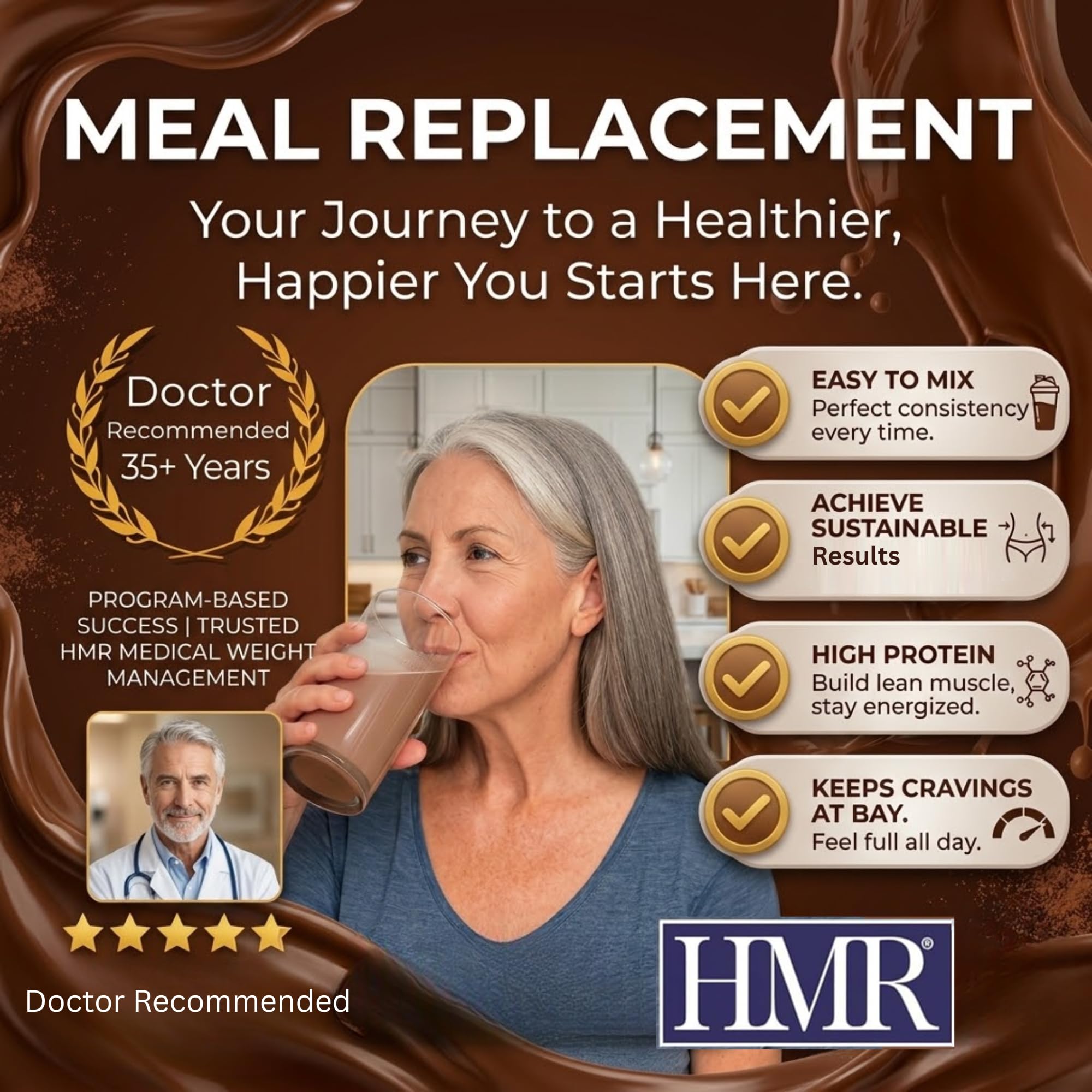 HMR pudding in bowl with spoon, thick texture for satisfying snack