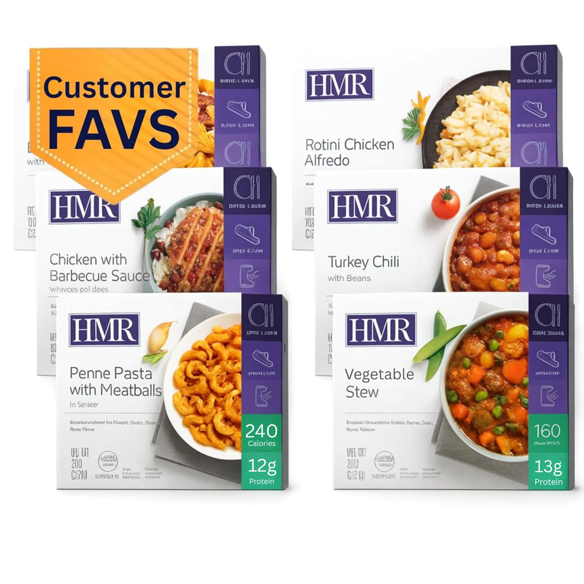 HMR front packaging showing six ready-to-eat meals and convenience