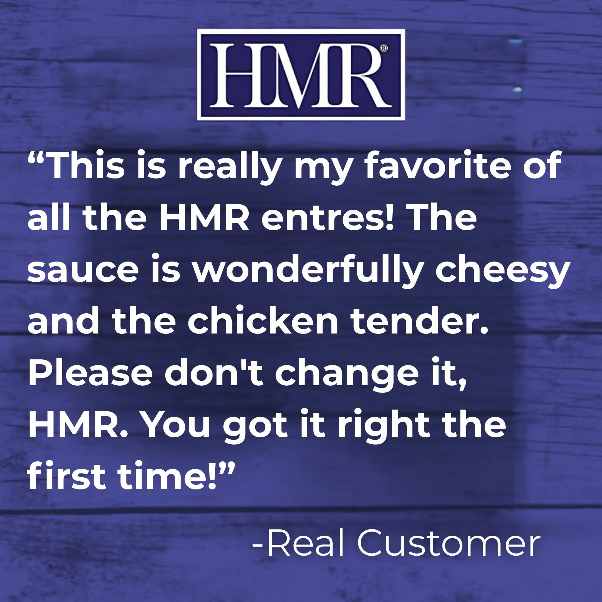 HMR rotini chicken alfredo portion next to scale illustrating controlled 7oz serving