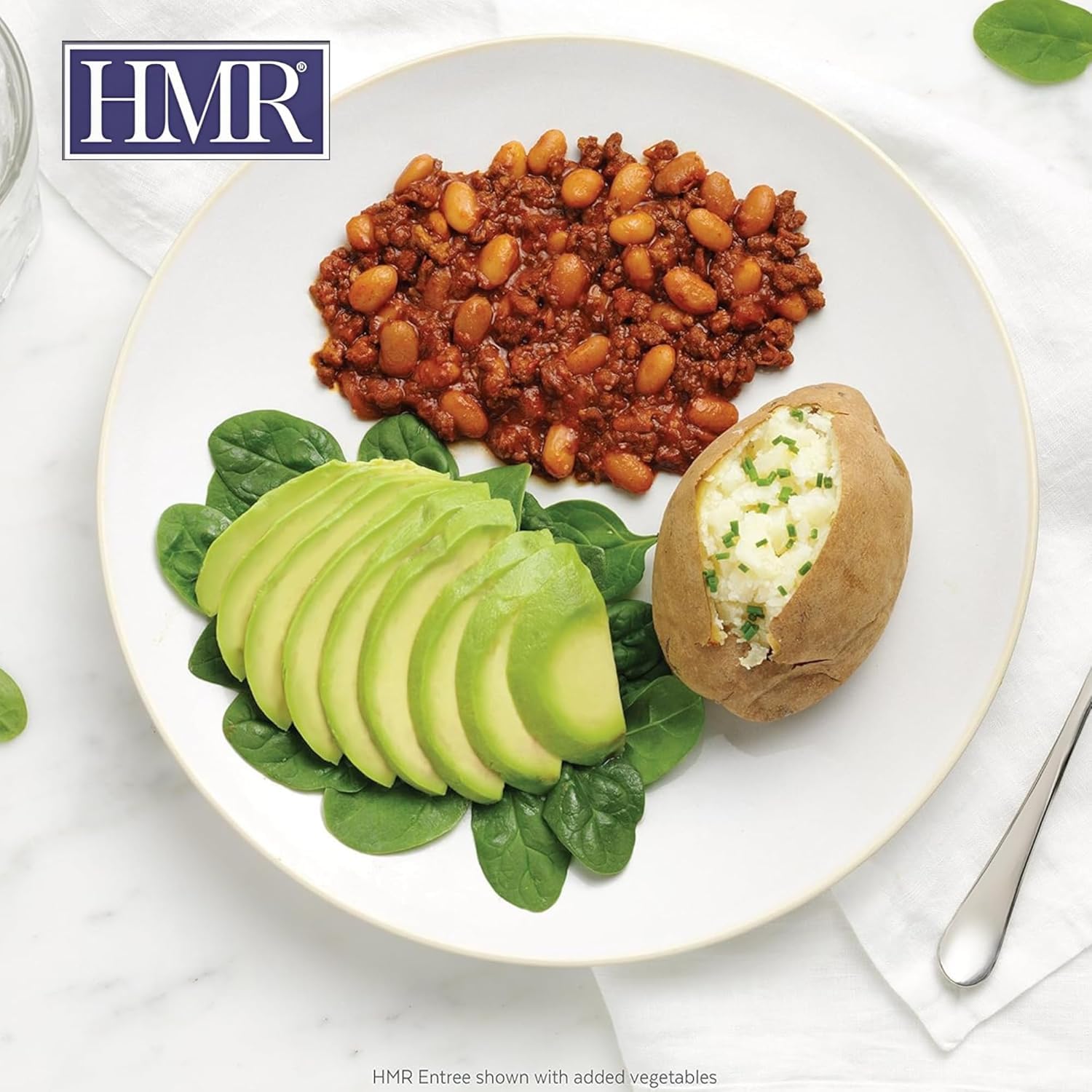 HMR close-up of chili texture showing turkey and beans, highlights hearty protein