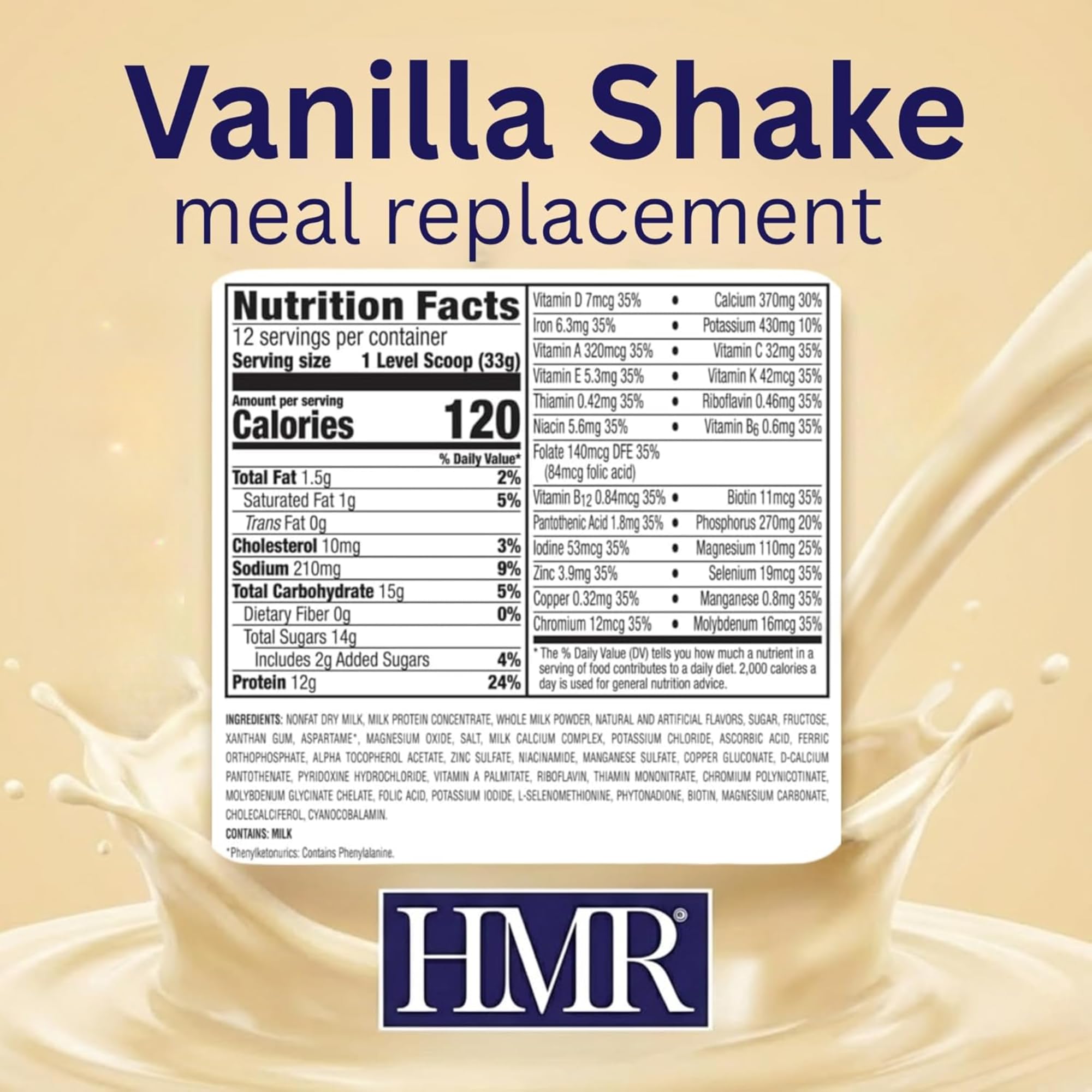 HMR vanilla powder close-up texture emphasizing smooth mixability