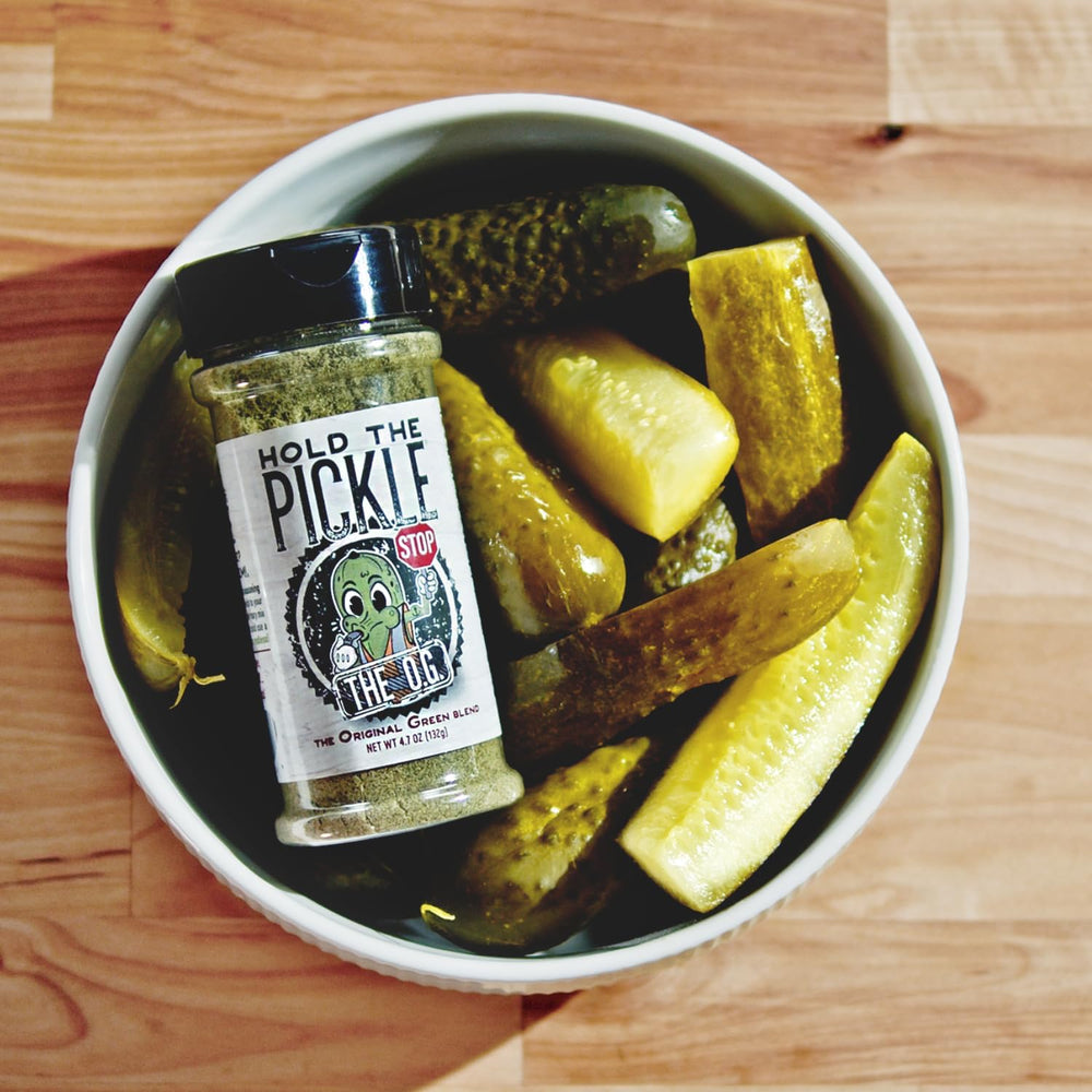 Hold The Pickle label with kosher and gluten-free certifications visible