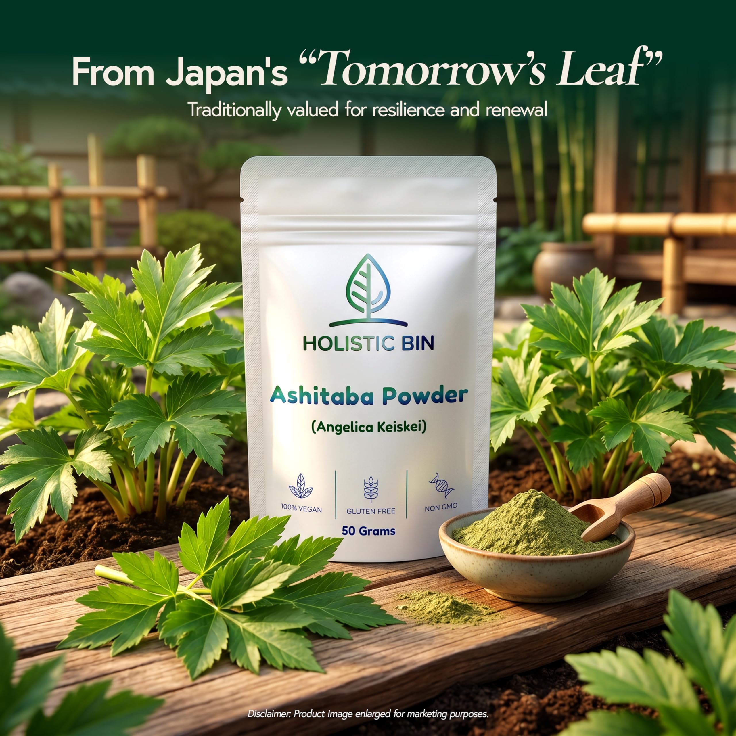 Holistic Bin powder pouch on a kitchen counter in a lifestyle setting showing everyday use