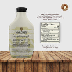 Hollander white chocolate close texture stream showing smooth pour for precise topping