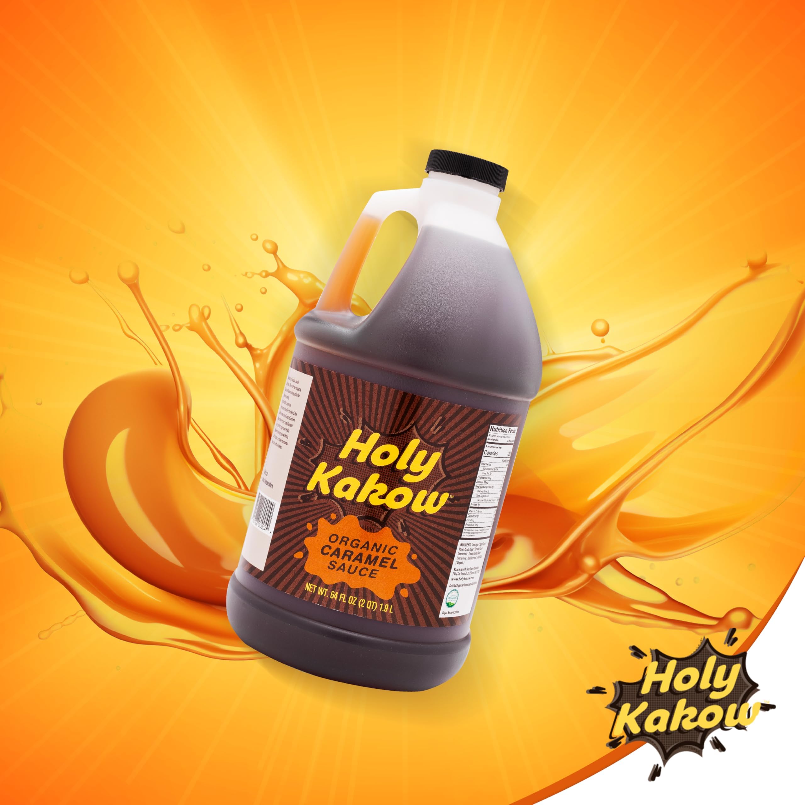 Barista pouring Holy Kakow caramel into coffee for flavor and visual appeal