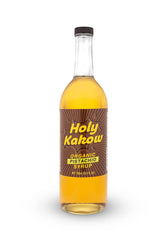 Holy Kakow front label showing organic pistachio syrup, clear product identity benefit