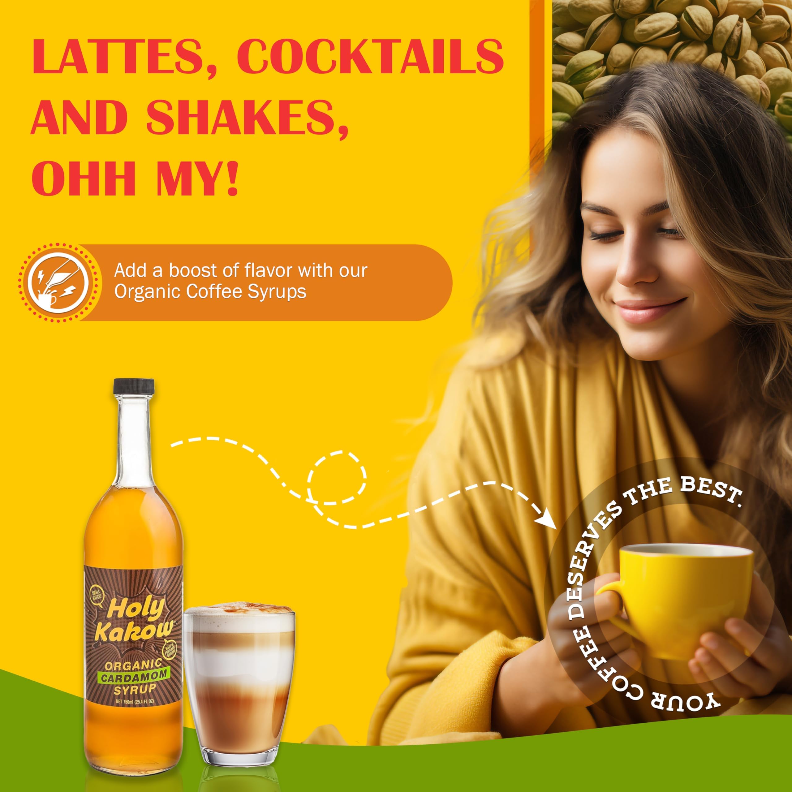 Holy Kakow syrup pouring into cup, demonstrating smooth blendability benefit