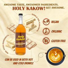 Holy Kakow syrup pouring close-up demonstrating smooth texture benefits