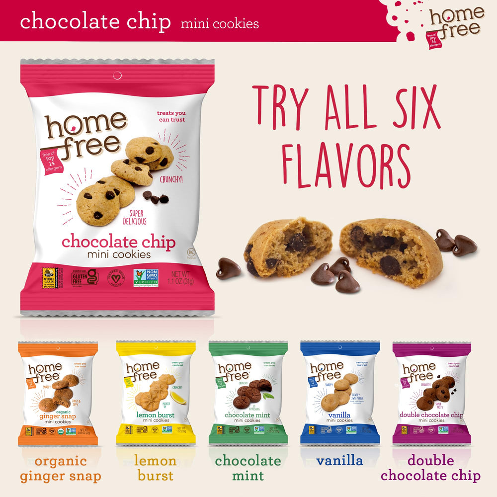 Child eating a Homefree mini cookie showing kid-approved taste and convenience