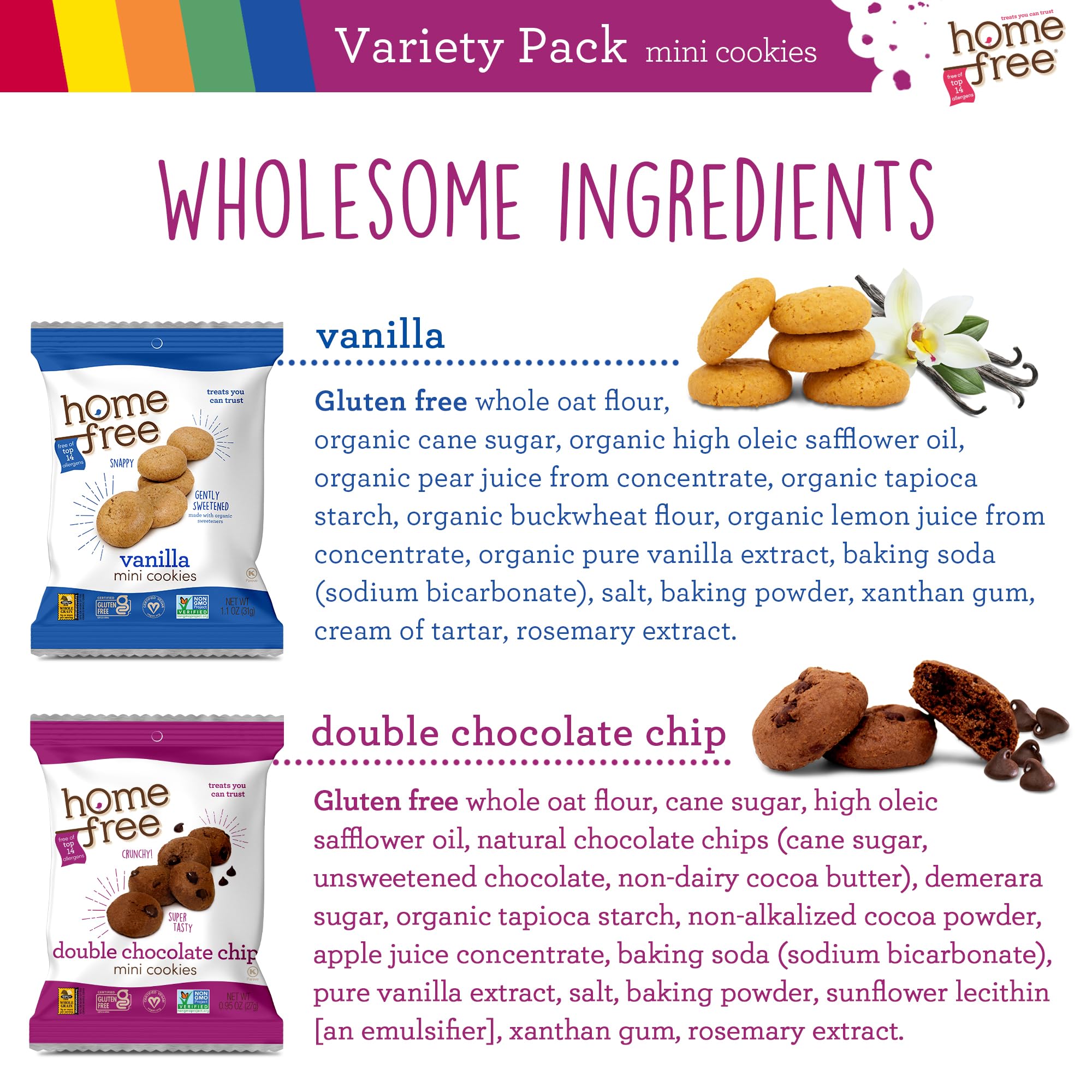 Homefree organic ginger snap label visible, emphasizing USDA Organic ingredient
