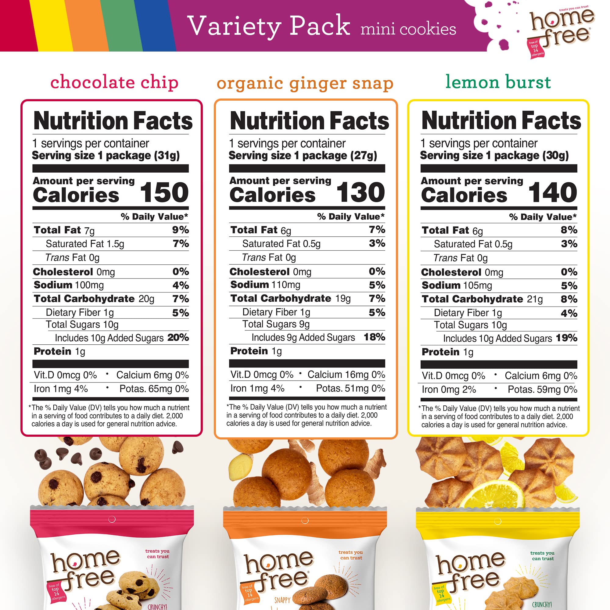 Homefree cookie next to hand showing compact size and grab-and-go benefit