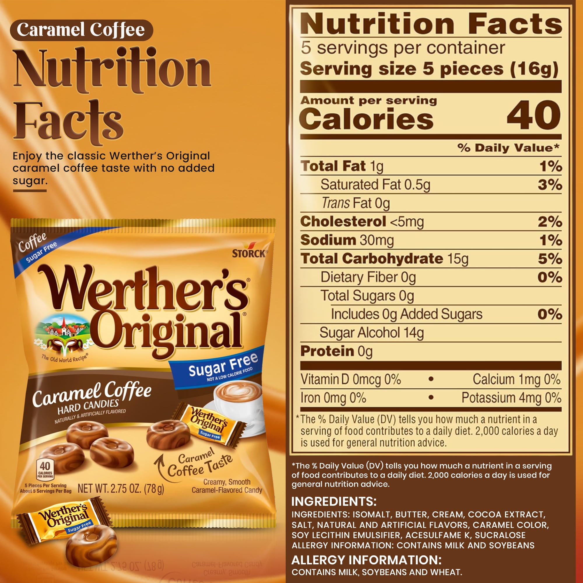 Hominics Werther's caramel coffee close-up showing roasted coffee notes and energizing morning pick-me-up