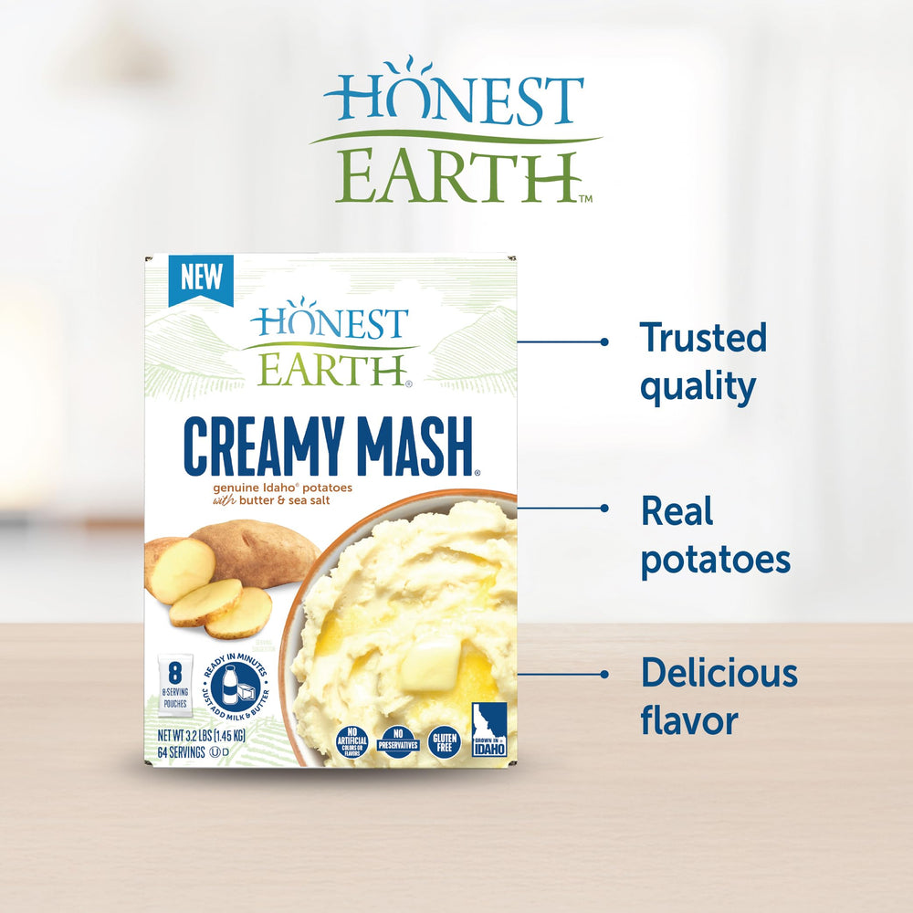 Honest Earth potatoes and butter close-up showcasing real ingredients
