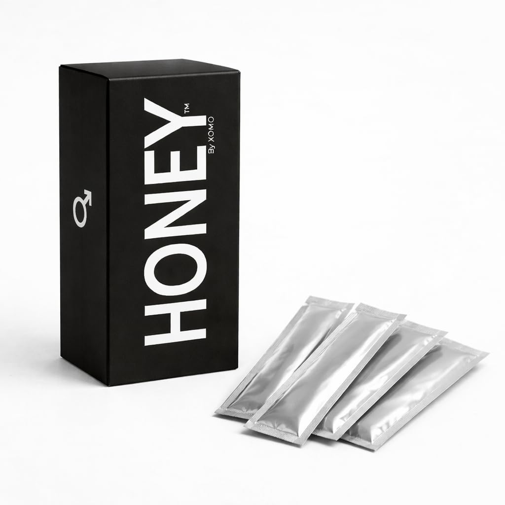 HONEY By XOMO front packaging showing four jars and natural appeal