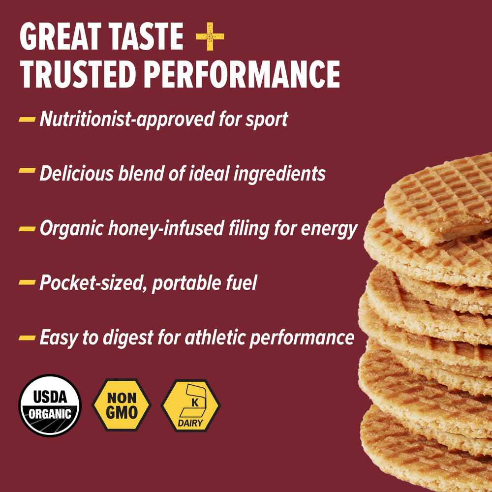 Honey Stinger close-up of waffle crumb and filling highlighting texture and steady fuel