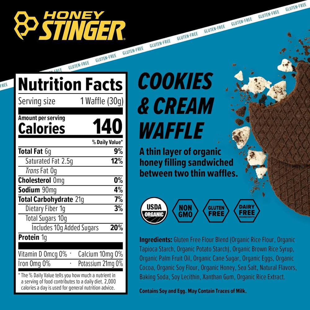 Honey Stinger individually wrapped waffle highlighting freshness and convenience
