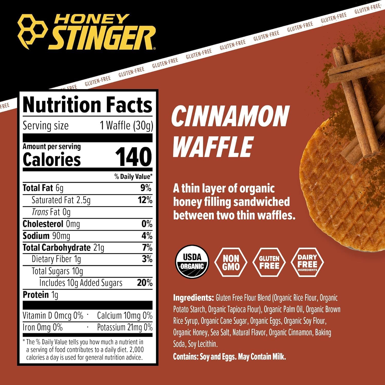 Honey Stinger waffle held in hand demonstrating single-serve convenience