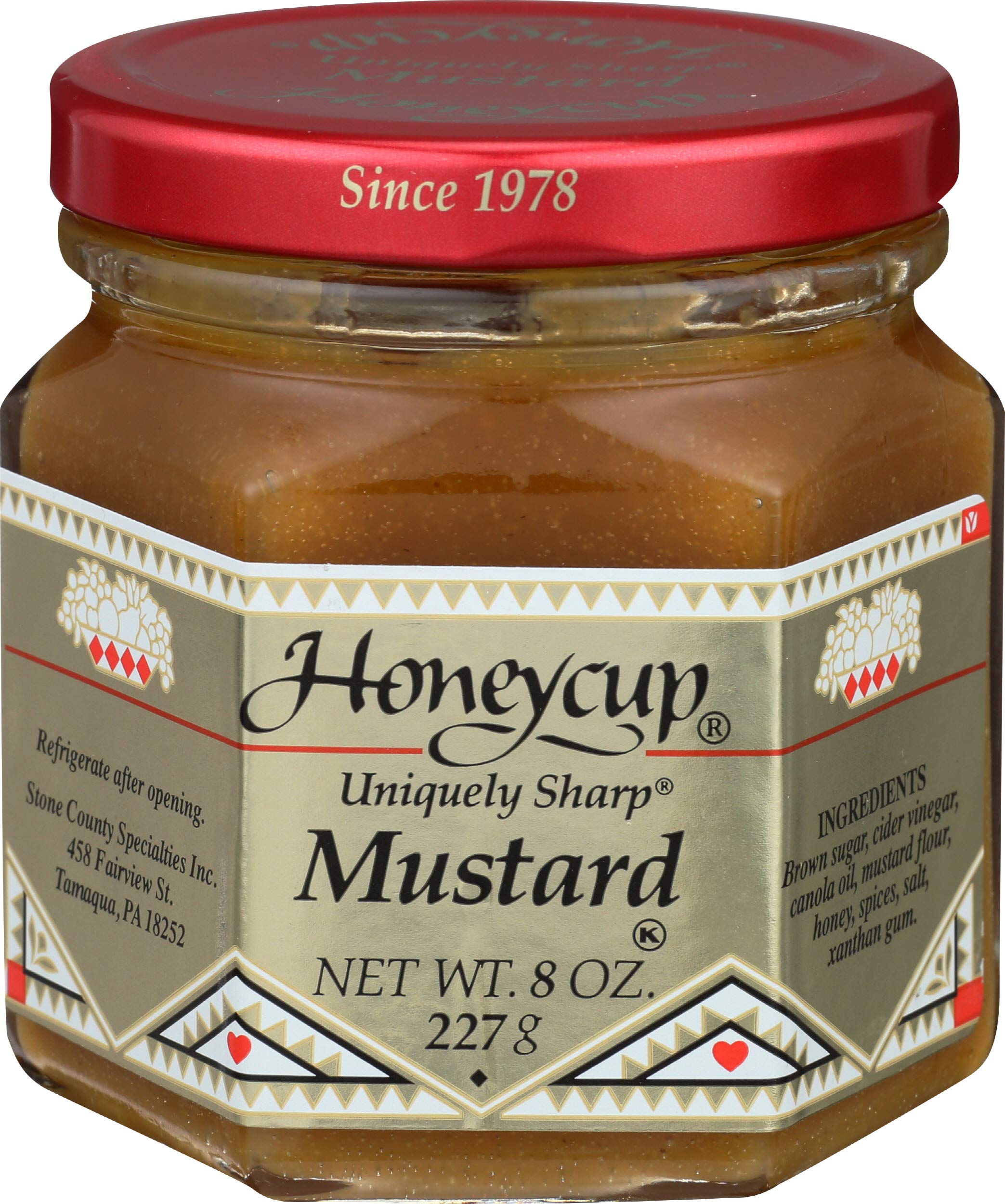 Honeycup front label on 8 ounce jar showing brand and product for easy identification
