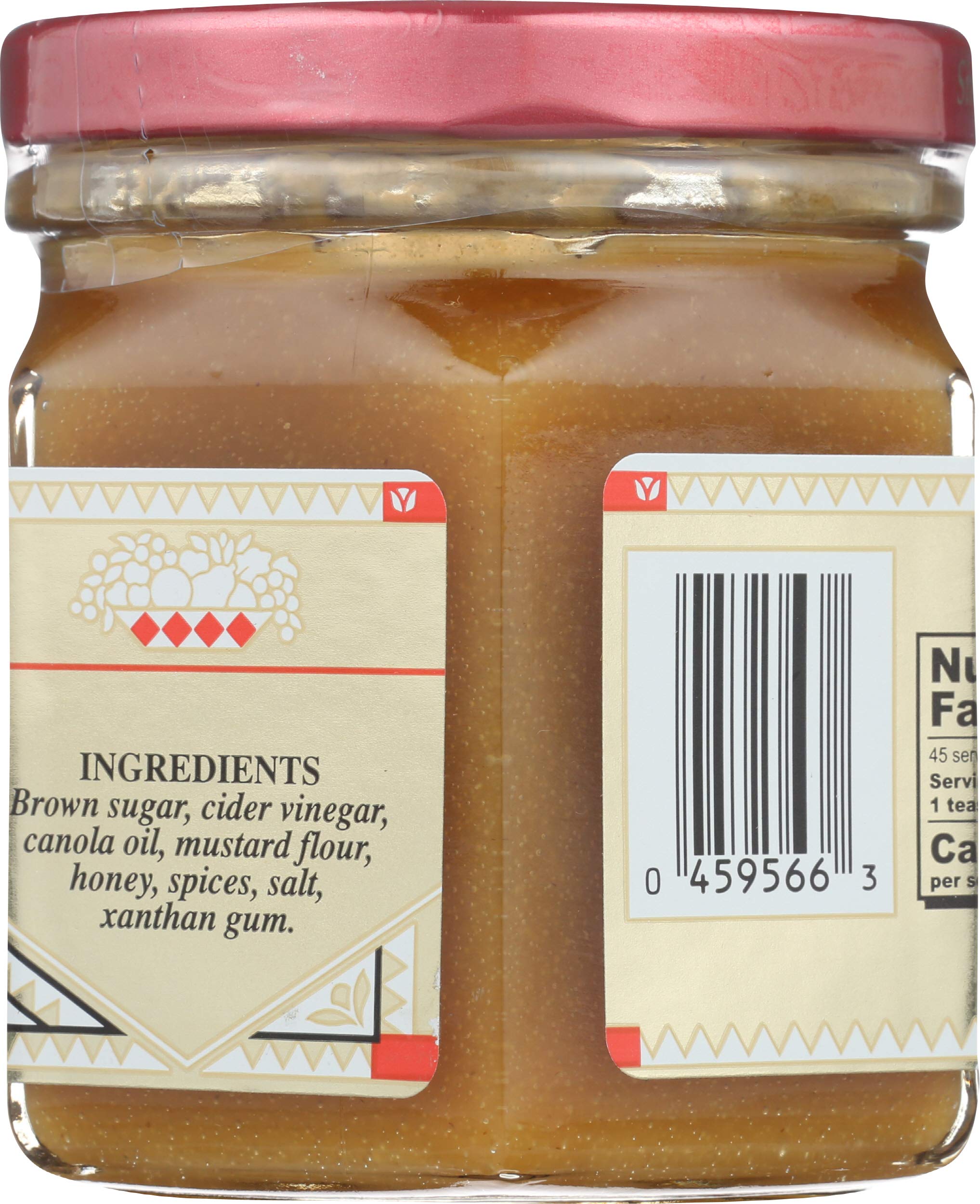 Top view of open Honeycup jar showing creamy mustard ready to use and scoop