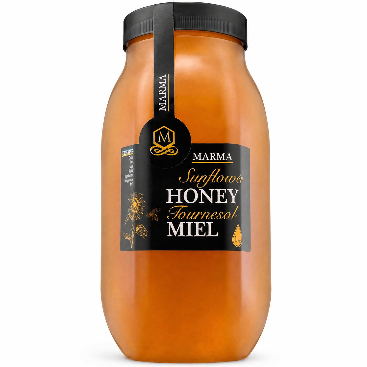 HONIGMA front jar view showing clear label and generous 1000g size benefit