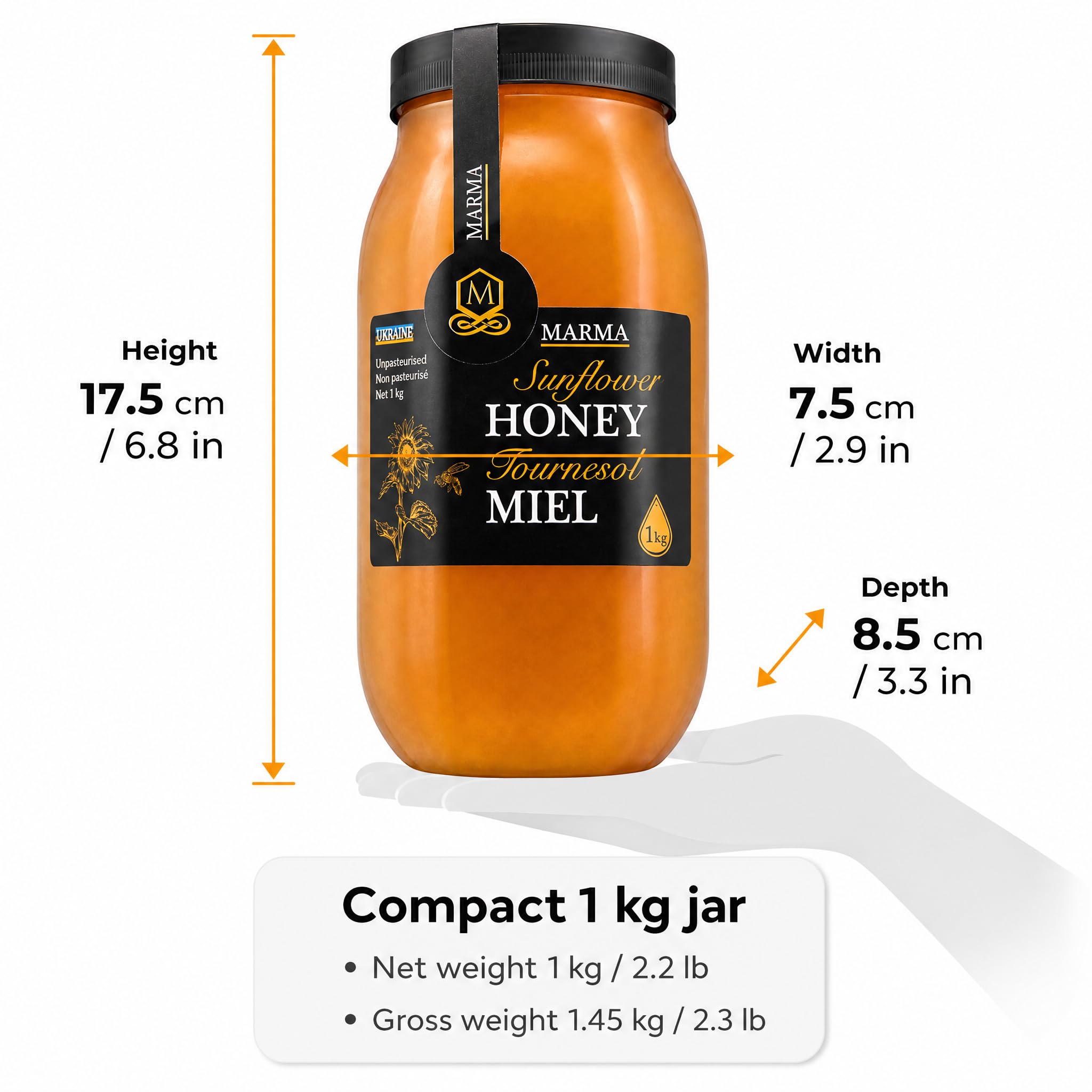 HONIGMA label detail showing origin and purity for traceability reassurance
