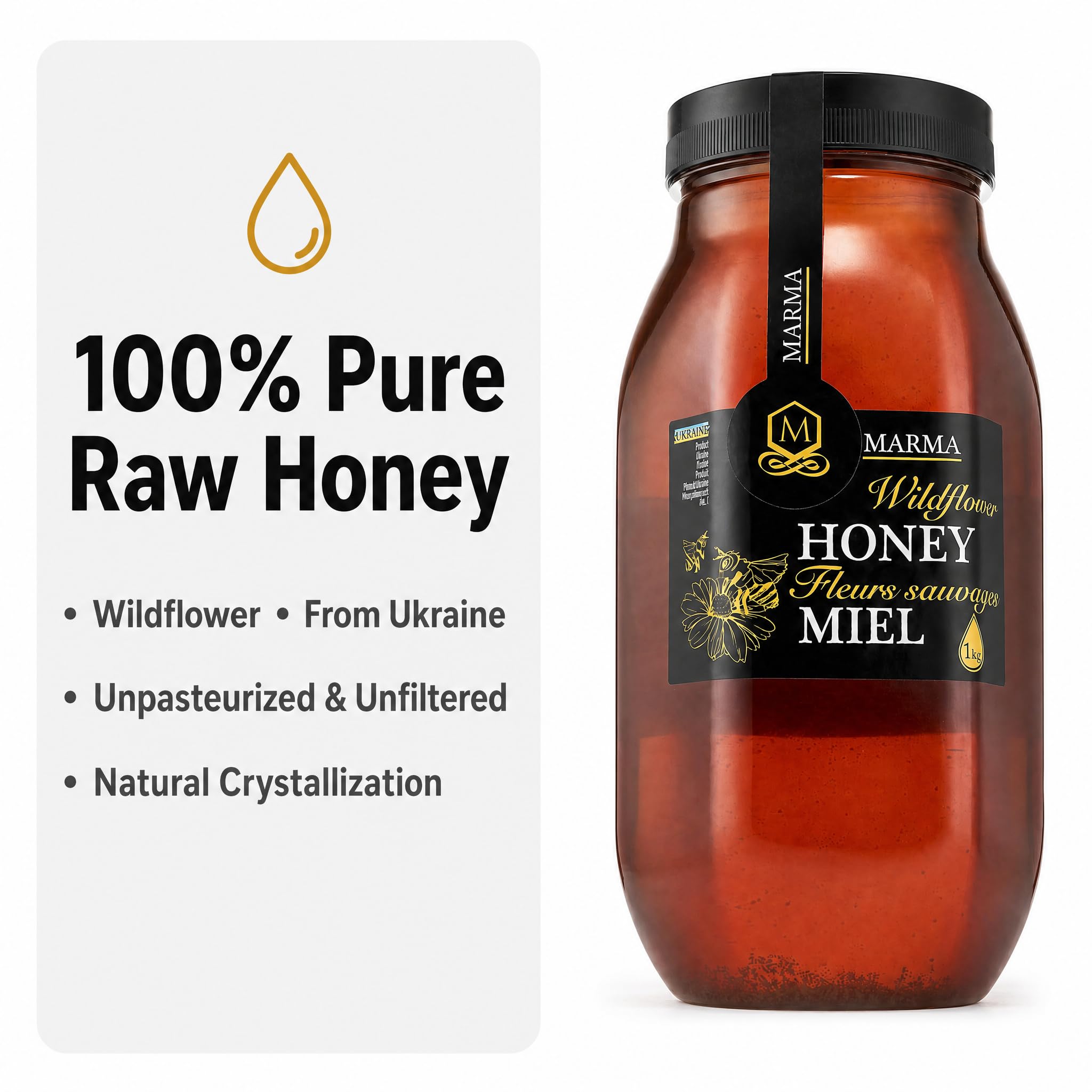 HONIGMA close-up texture showing thick honey and natural crystals benefit