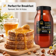 HONIGMA jar beside tea and lemon showing versatile culinary use benefit