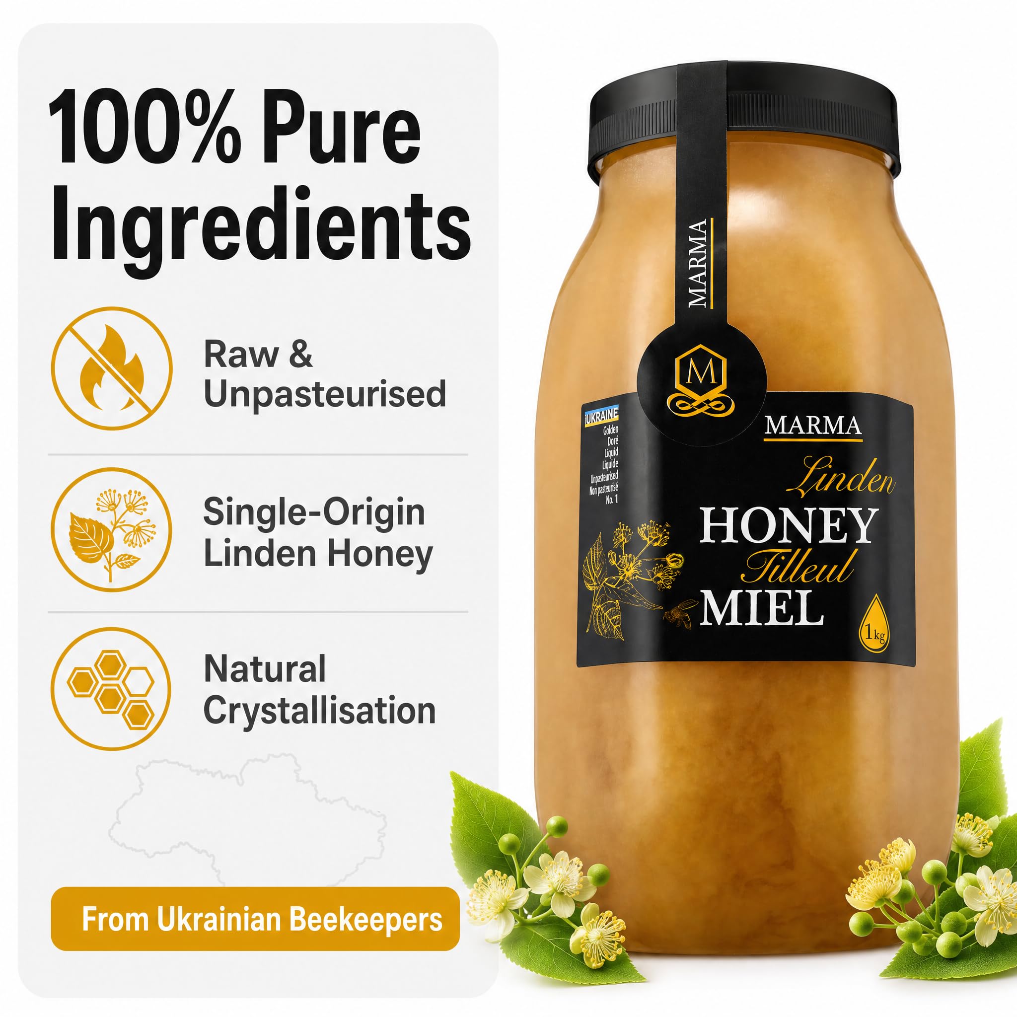 HONIGMA honey drizzling from spoon highlighting smooth pourability and aroma