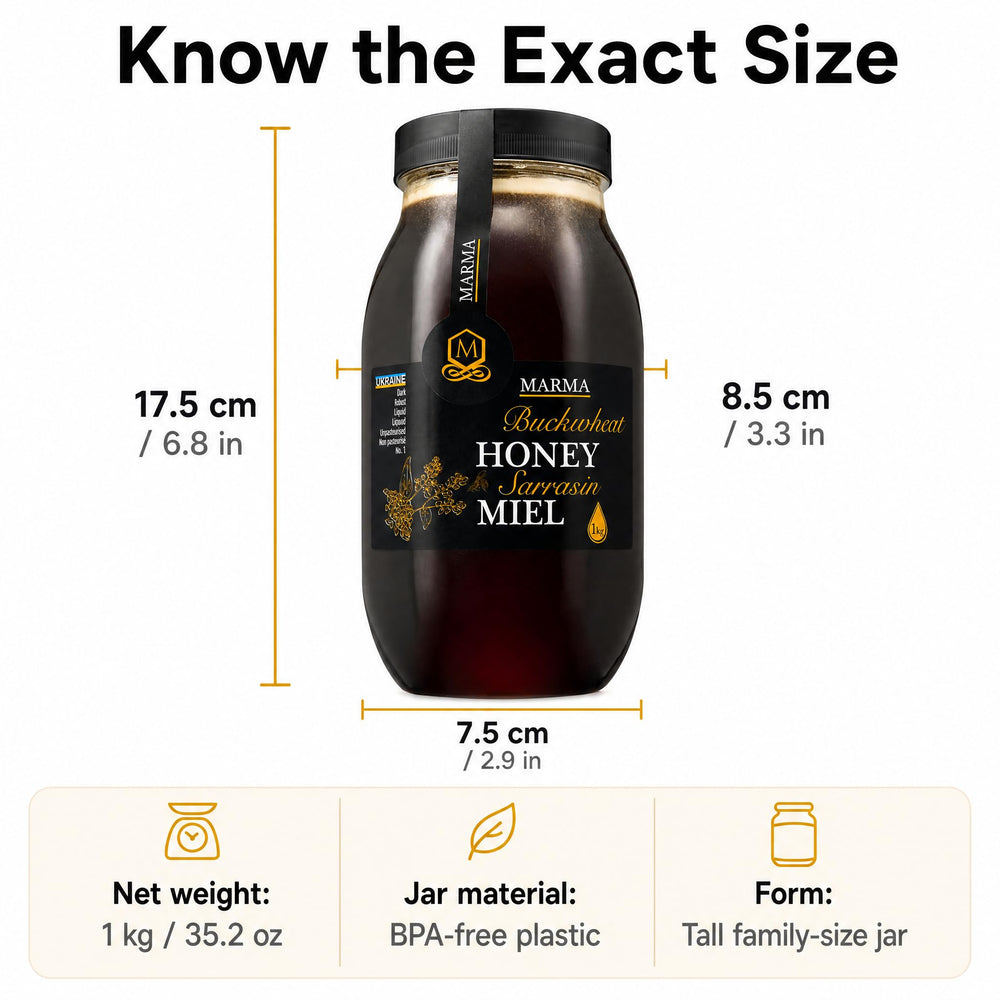 HONIGMA two jars side by side to show large 1000g pack size benefit