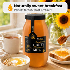 HONIGMA jar next to toast in breakfast scene for delicious morning use