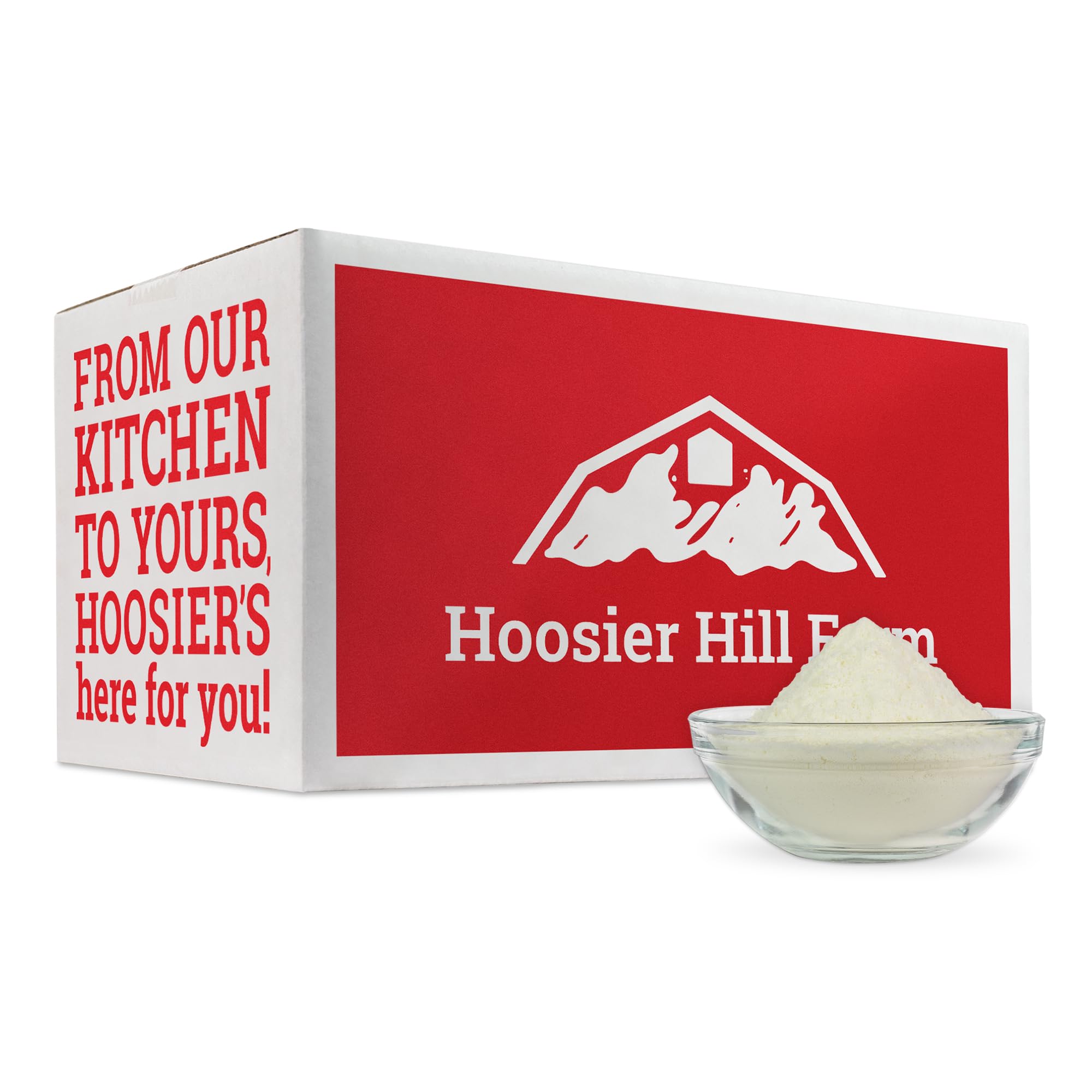 Hoosier Hill Farm front packaging showing 25 lb bag and clear product identity benefit