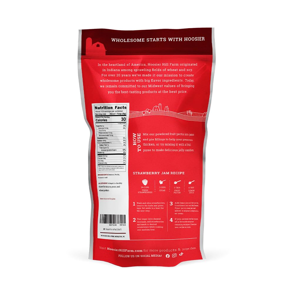 Hoosier Hill Farm label close-up showing ingredient and origin details