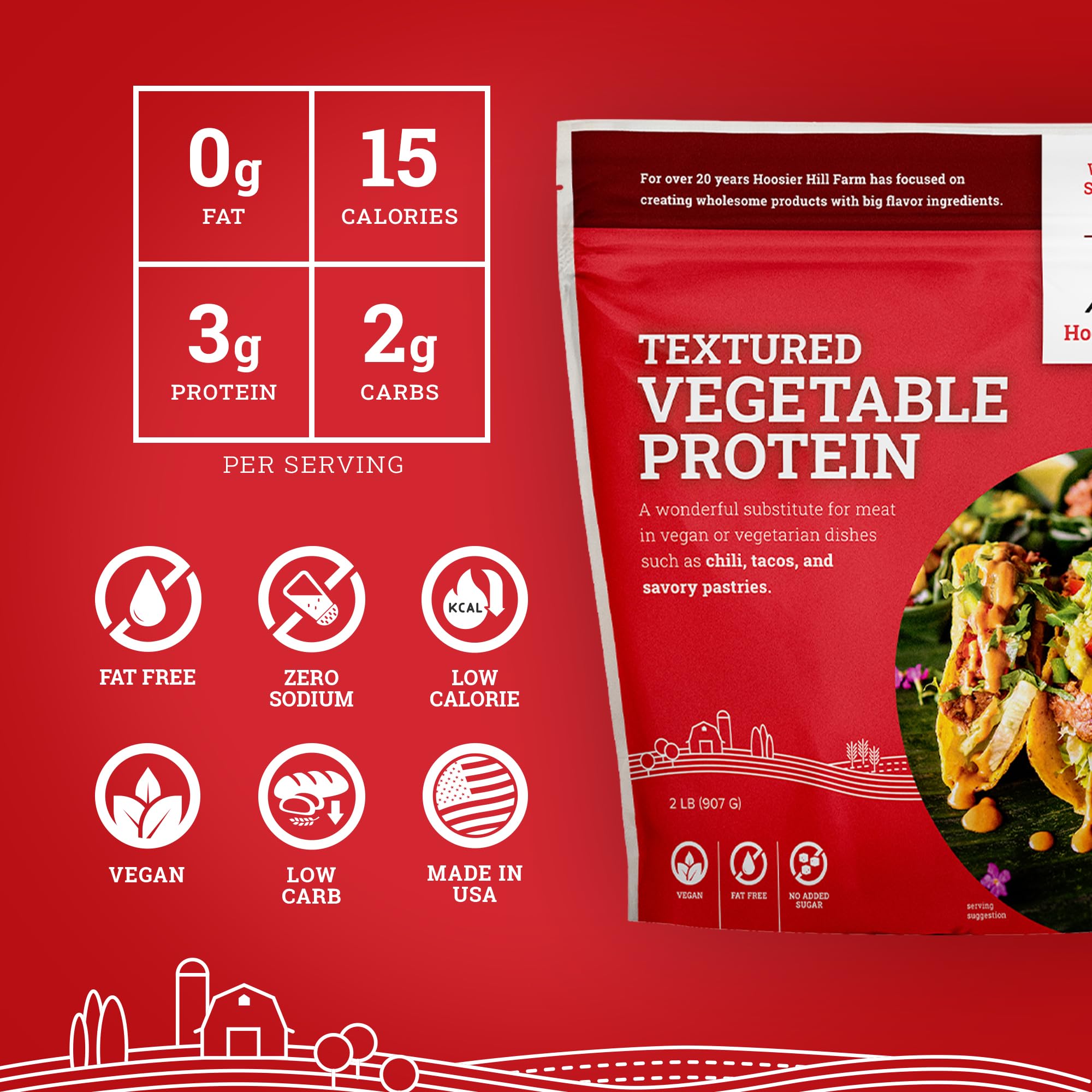 Hoosier Hill Farm rehydrated TVP in skillet with spices, ready-to-use meat alternative benefit