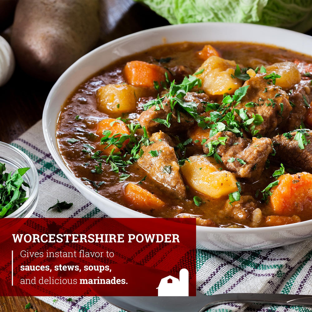 Hoosier Hill Farm powder stirred into sauce bowl adding savory flavor quickly