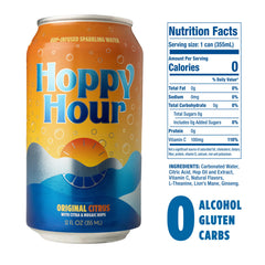 Hoppy Hour single can closeup label highlighting hop and citrus refreshment