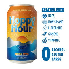 Hoppy Hour hop cone and bubbles close-up showing natural botanical texture