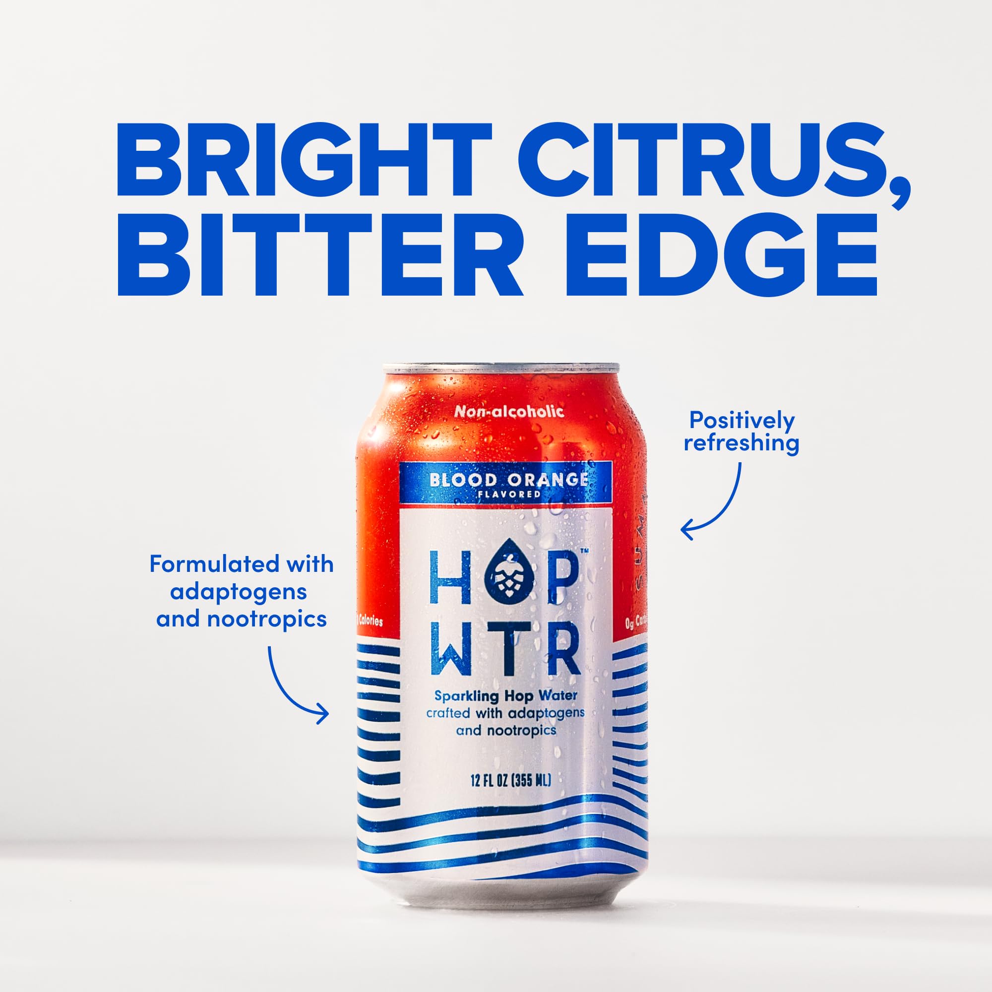 HOPWTR ingredients label close-up showing adaptogens and nootropics benefit