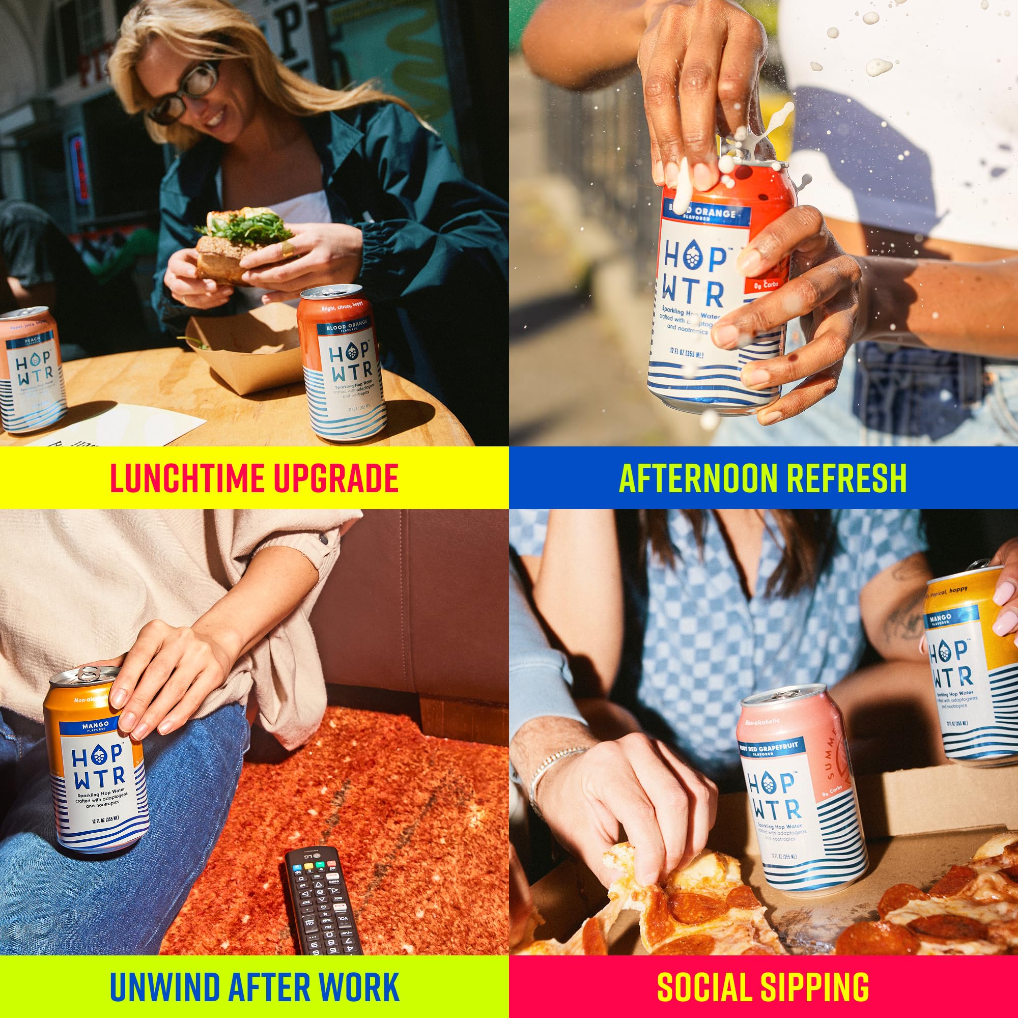 HOPWTR paired with food showing serving suggestion and pairing versatility benefit