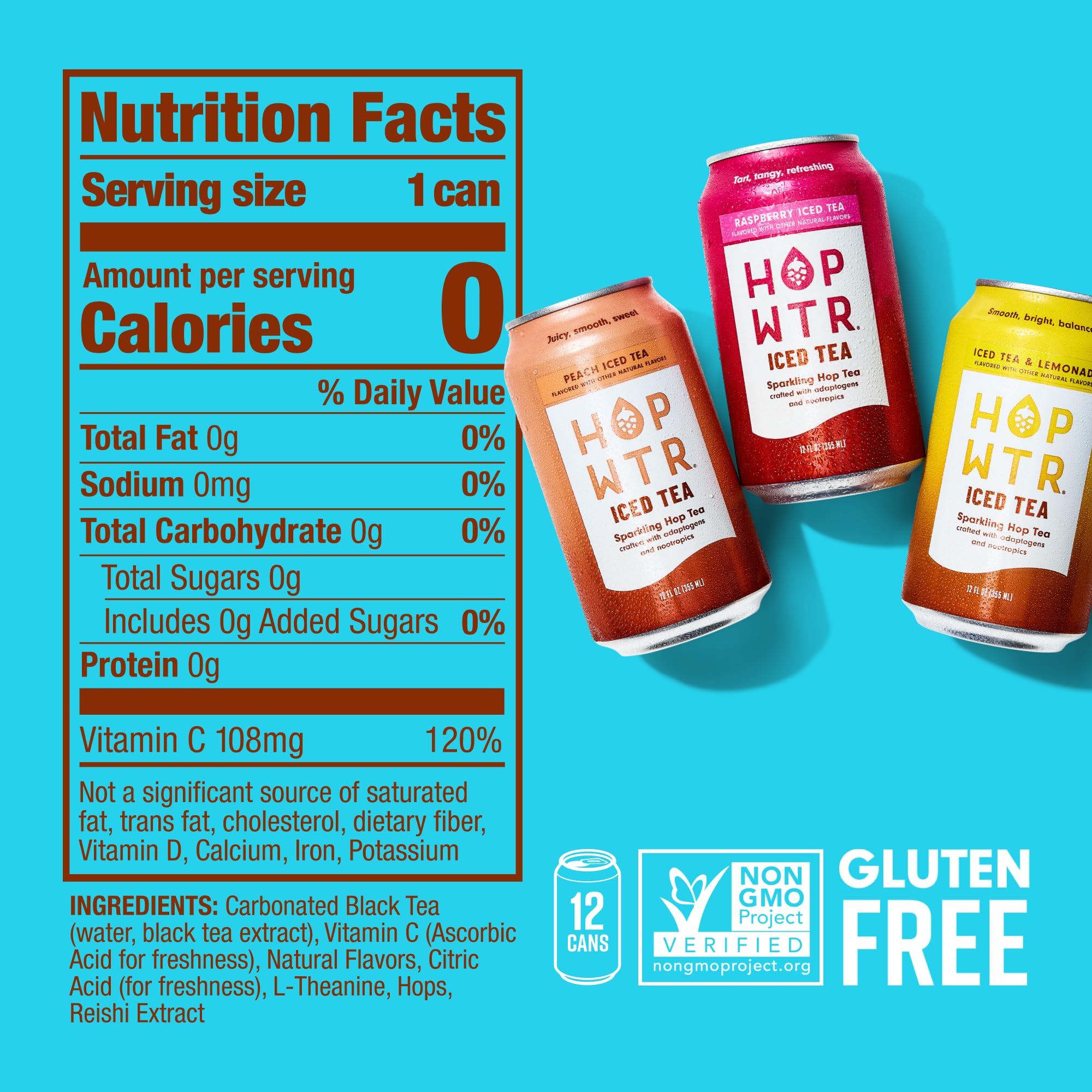 HOPWTR Iced Tea & Lemonade can label emphasizing citrus character and no alcohol
