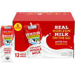 Horizon Organic front packaging showing 12-pack convenience and organic label