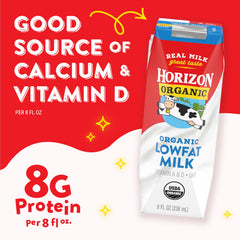Horizon Organic poured into glass demonstrating creamy pour and balanced nutrition