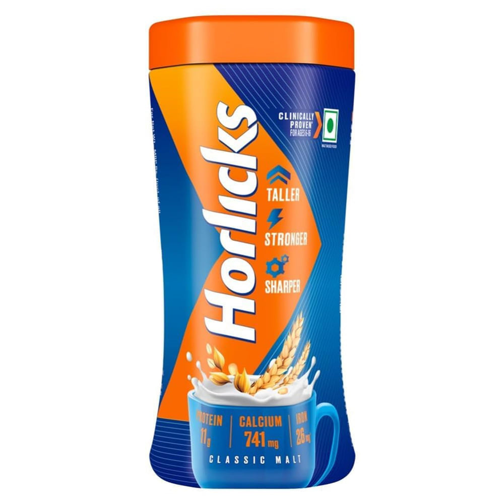 Horlicks front pack 1000g showing label and plain malt benefit