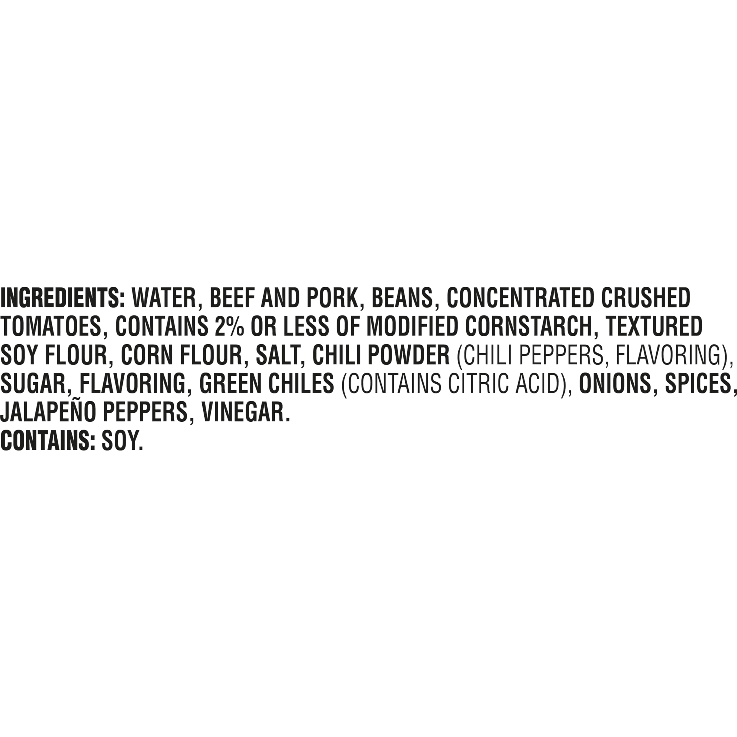Hormel Chili nutrition and ingredient label, shows protein content and gluten-free note