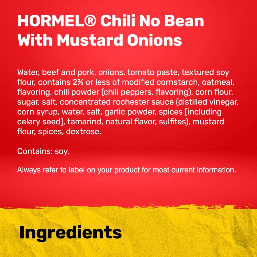 Hormel Chili poured into bowl ready to heat, convenient serving option