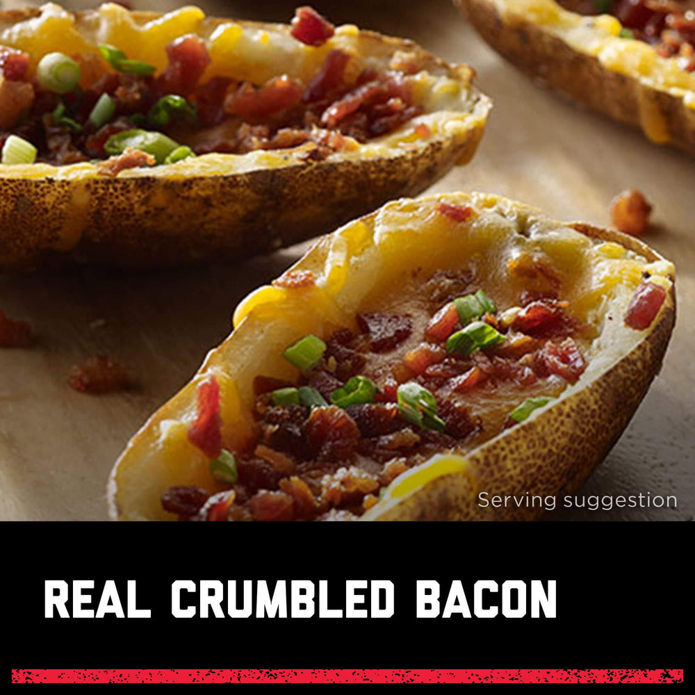 hormel close-up of crumbled bacon texture highlights pepper and crunch