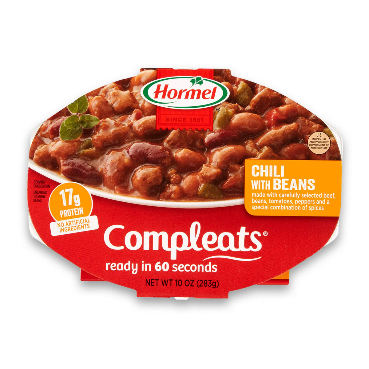 HORMEL COMPLEATS front packaging showing product and quick-heat benefit